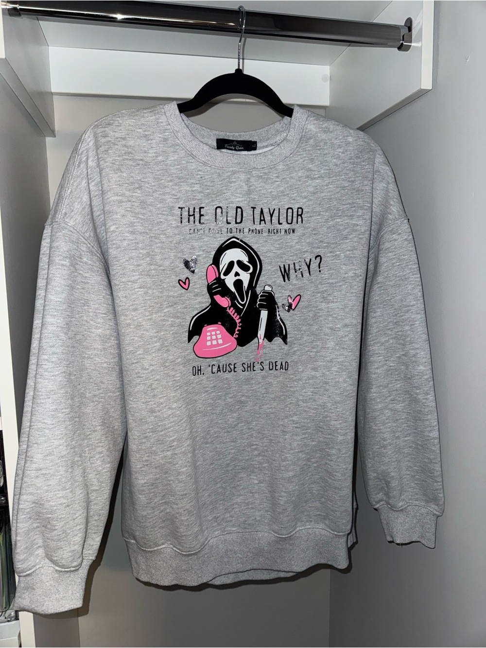 The Old Taylor Graphic Crewneck Sweatshirt - Heather Gray with Pink Accents